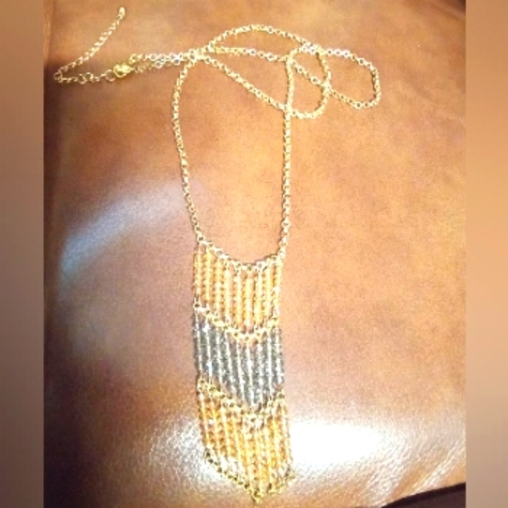 Long necklace Crystal beaded pendant.